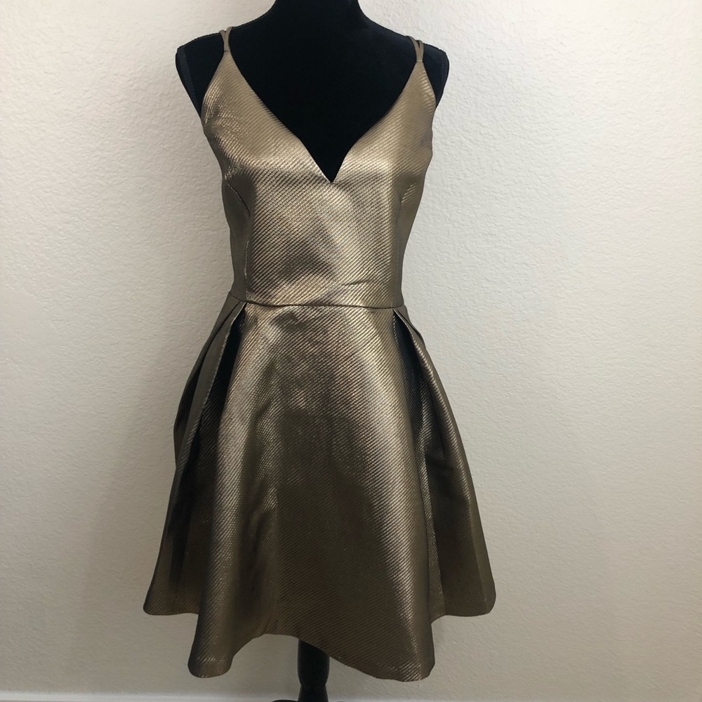 Fashion Nova Metallic Gold Mini Dress